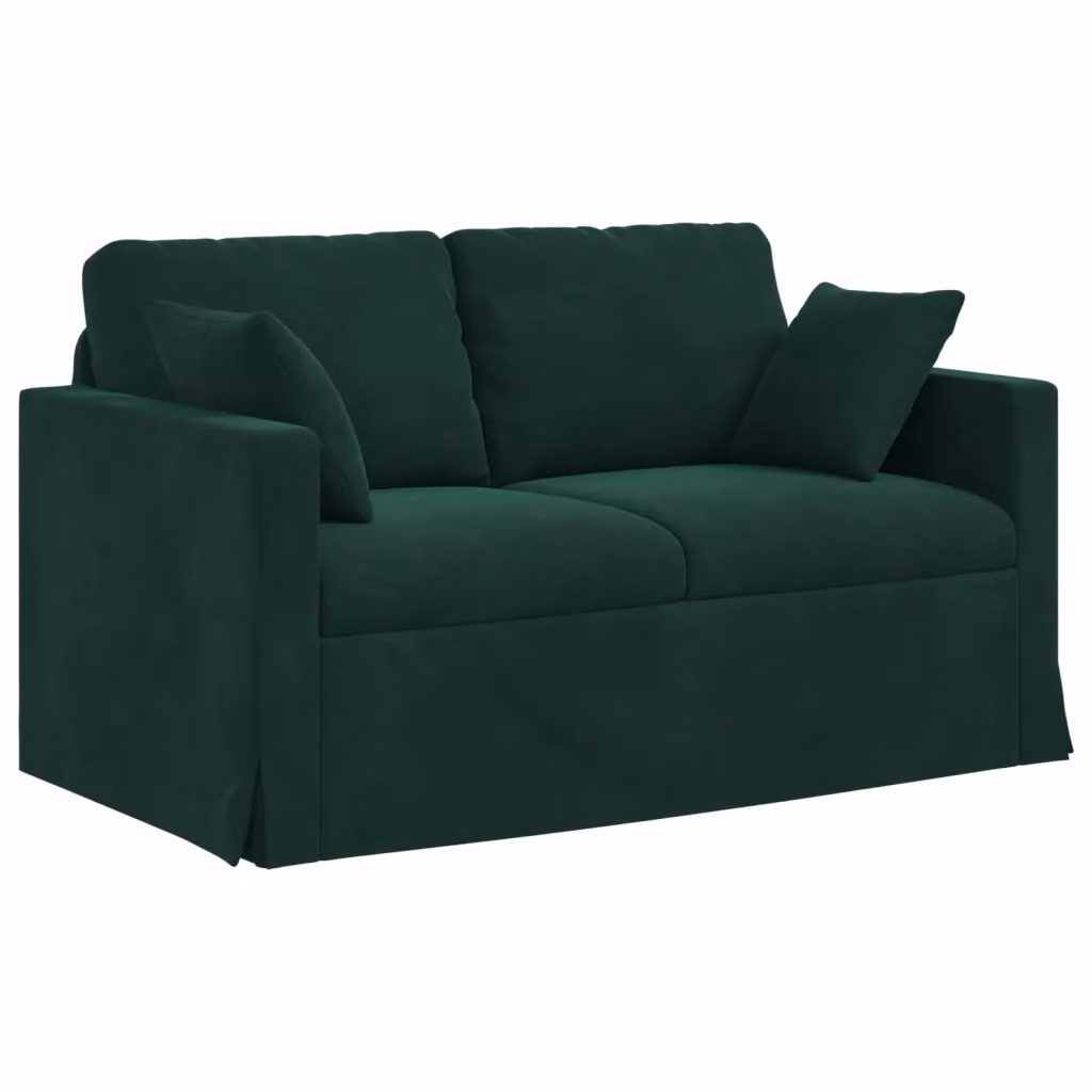 Divano Moderno in Velluto Verde vidaXL con Cuscini e Rivestimenti Rimovibili L: 138 cm, P: 78 cm, H: 80 cm – 2