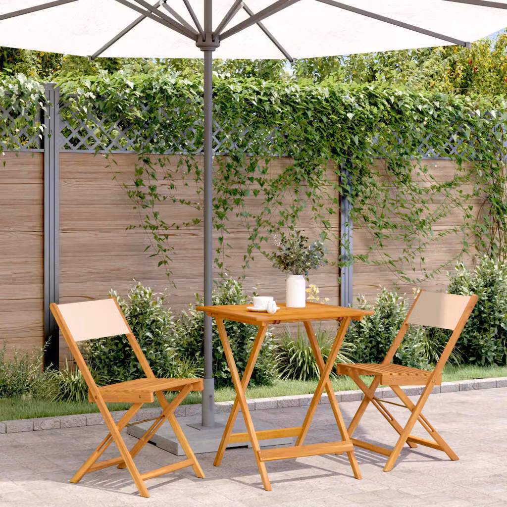 Maison Exclusive - Set da bistrot a 3 pezzi in tessuto beige e legno massello