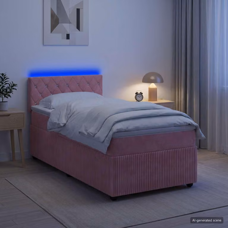 Maison Exclusive - Letto boxspring con materasso e testiera Rosa 90 x 200 cm in velluto