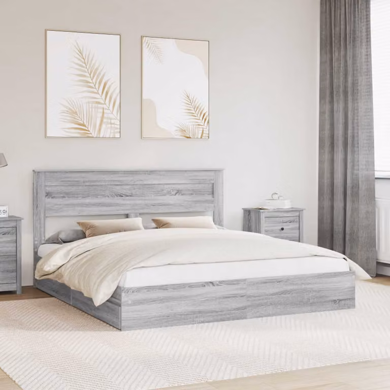 Letto con contenitore e cassetto vidaXL in legno Grigio Sonoma L/P/H: 180 x 200 x 100 cm