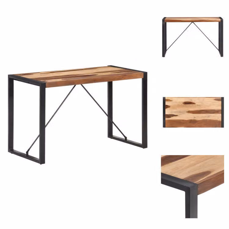 vidaXL Tavolo da pranzo 120x60x75 cm in legno massiccio con finitura palissandro - Tavoli da pranzo