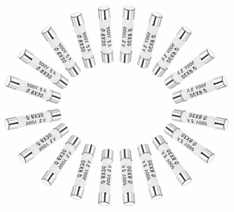 Fusibili ceramici, 5 A, 500 V, dimensioni 6 x 30 mm, confezione da 20 pezzi
