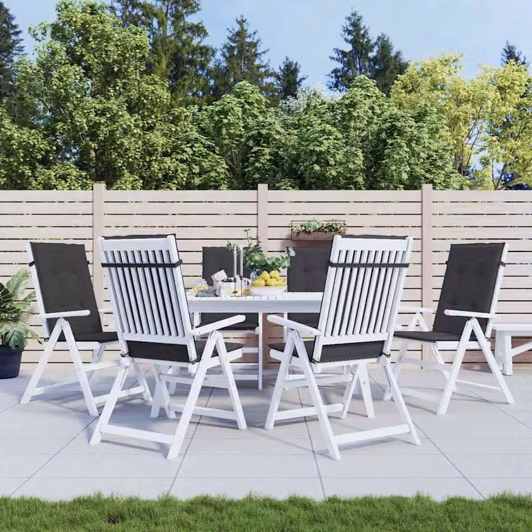 Set di 6 cuscini per sedie vidaXL in tessuto nero, impermeabili e resistenti ai raggi UV, L 120 cm x P 50 cm x H 3 cm