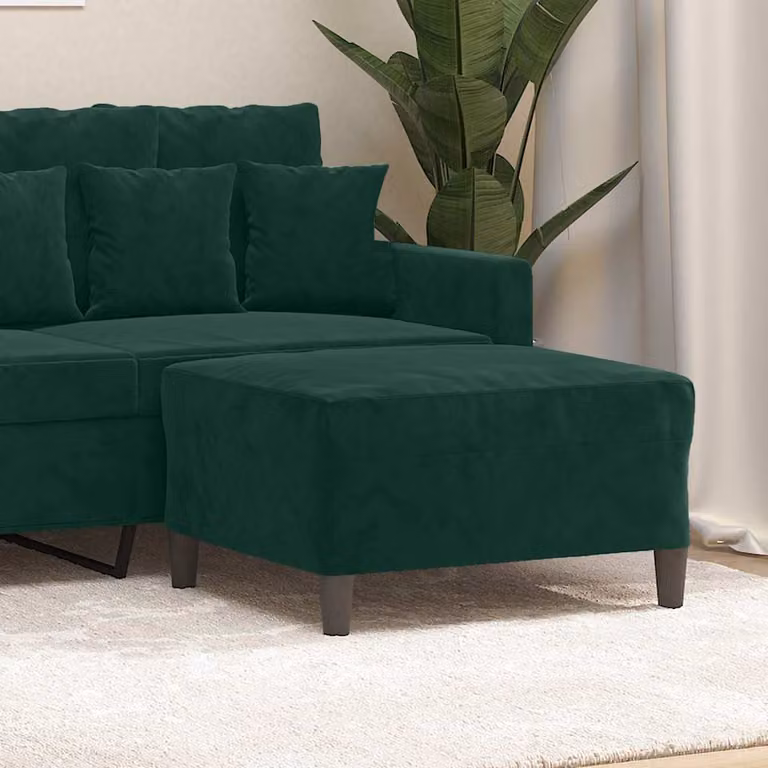 Poggiapiedi vidaXL in Velluto Verde, L 70 cm x P 55 cm x H 41 cm