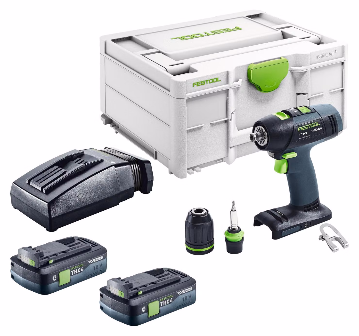 Trapano avvitatore a batteria Festool T 18+3-Basic 18 V 50 Nm Brushless + 2 batterie da 4,0 Ah + caricabatterie + Systainer