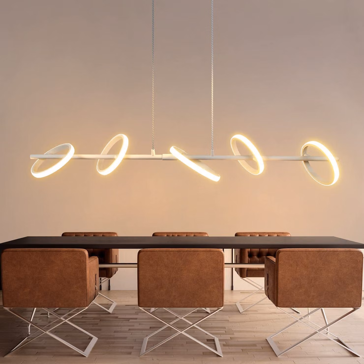 ZMH LED lampada a sospensione tavolo da pranzo lampada a sospensione - moderno bianco lampada a sospensione 31W rotante anelli rimovibili per il soggiorno sala da pranzo bianco caldo 3000K