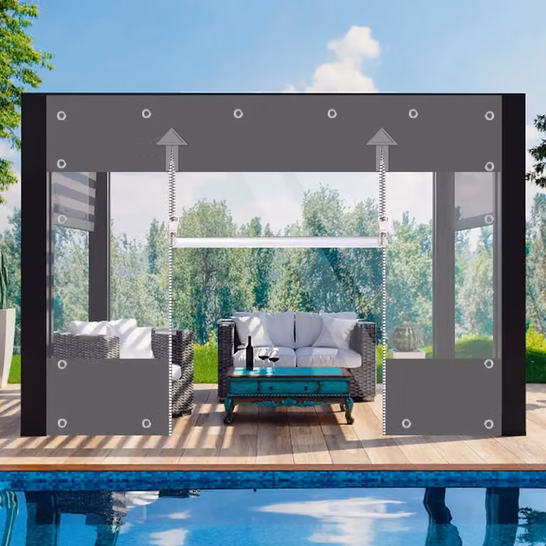 Telo in PVC - Tenda da esterno per terrazza/pergola - Due cerniere - 0,55 mm - 650 g/m² - Impermeabile - 3 x 4 m - Grigio scuro