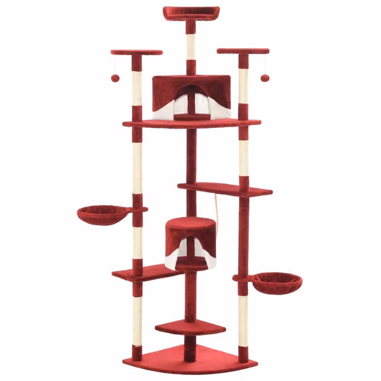 Albero per Gatti e Tiragraffi in Sisal 203 cm Rosso e Bianco