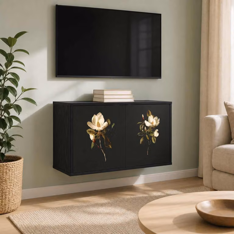 Mobile TV da parete vidaXL BREMEN in Rovere Nero, L 69 x P 33 x H 40 cm