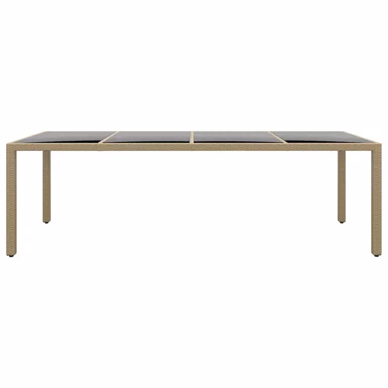 vidaXL Tavolo da giardino con piano in vetro Beige Poly Rattan