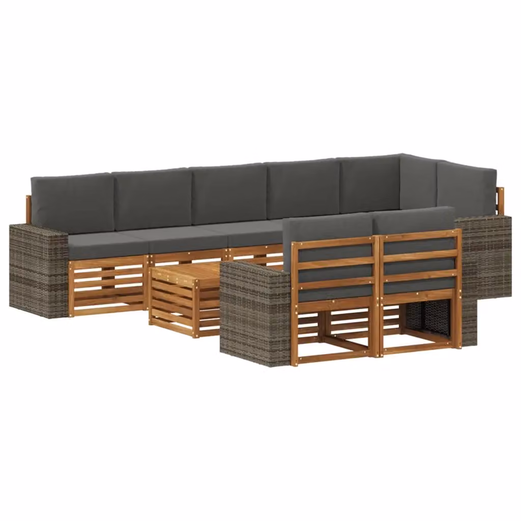 Set di divani da esterno a L vidaXL in legno di acacia con cuscini beige e antracite – 2