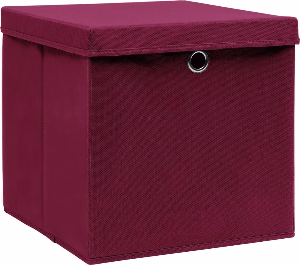 Contenitori con Coperchi 4 pz 28x28x28 cm Rosso Scuro