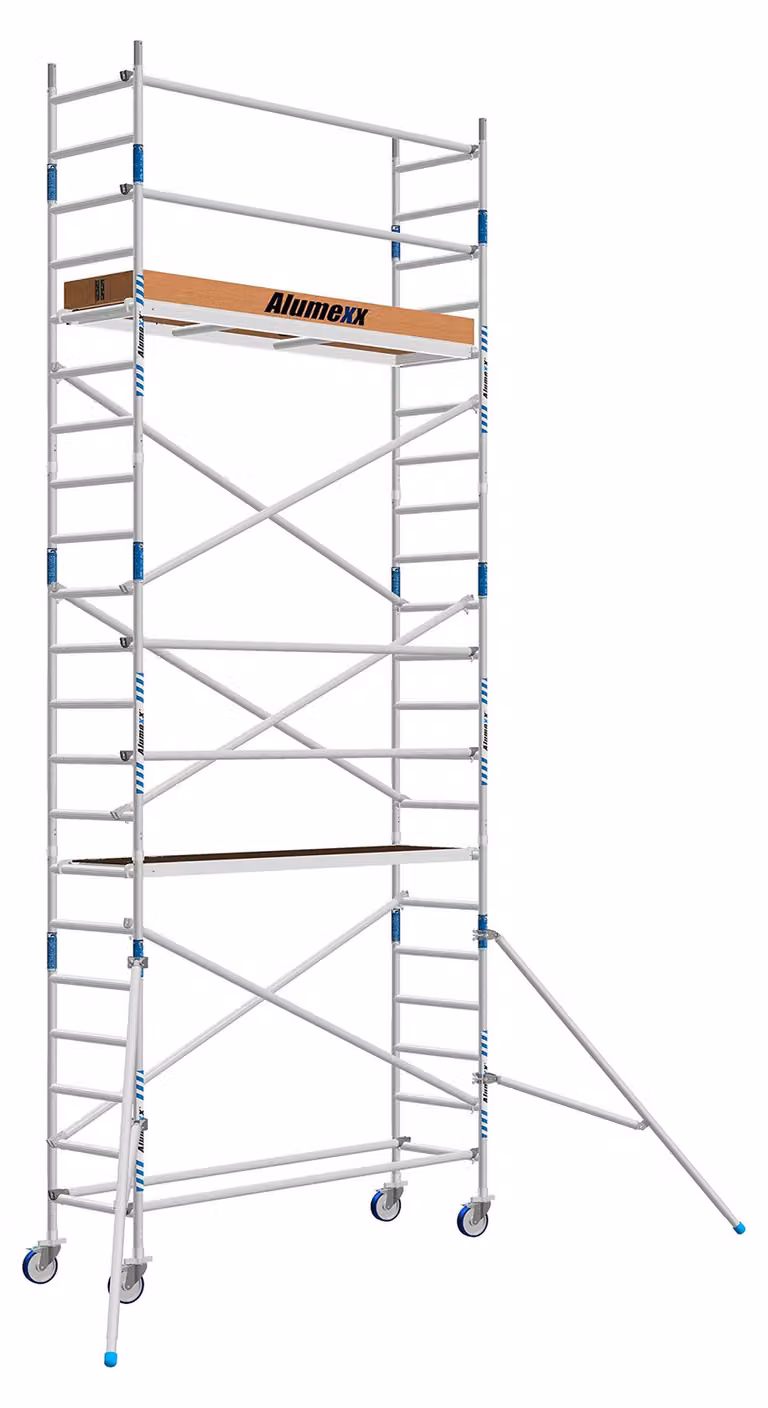 Piattaforma elevatrice - Altezza di lavoro: 7,3 metri - Altezza piattaforma: 2,5 metri - Materiale: alluminio - Uso: semi-professionale - Piattaforma elevatrice