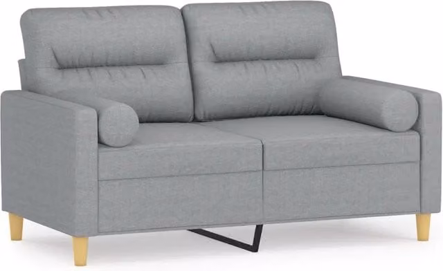 Divano | Divano da soggiorno | Sofa a 2 Posti con Cuscini Grigio Chiaro 120 cm in Tessuto