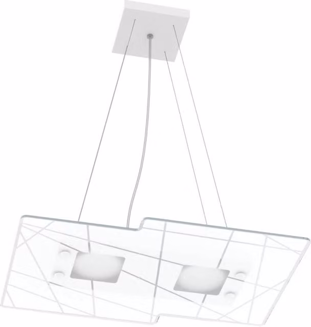Lampadario a sospensione moderno TOPLIGHT in metallo bianco e vetro trasparente con 2 luci GX53 – 1