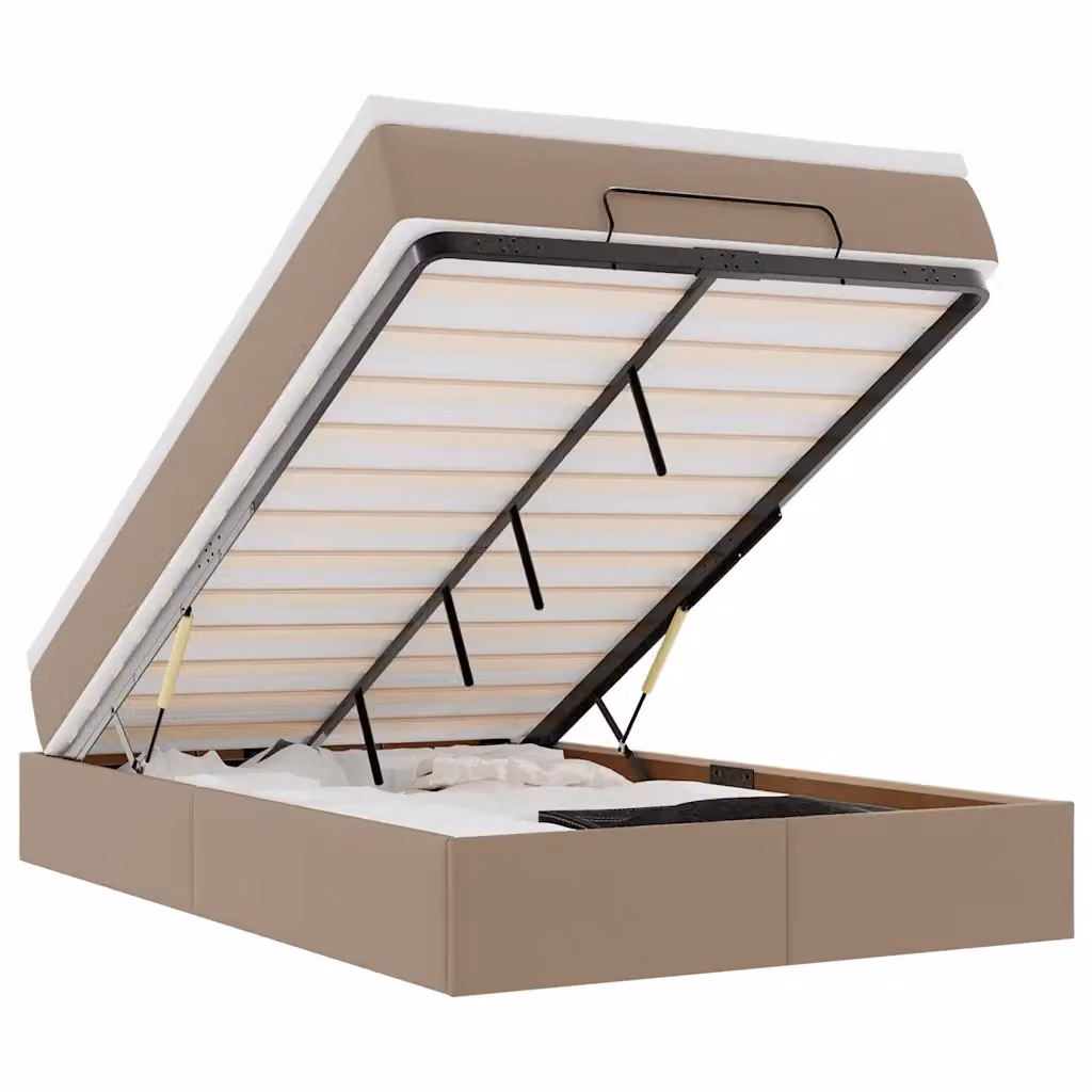Letto con contenitore a sollevamento vidaXL in similpelle beige e bianco L/P/H: 120 x 200 x 23,5 cm – 2