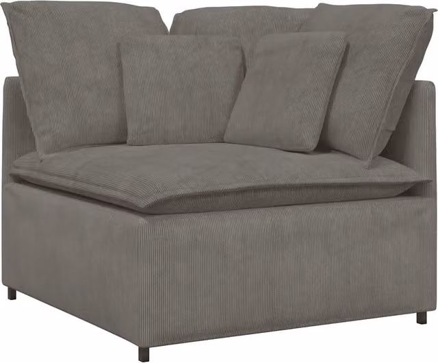 Divano Modulare Angolare in Velluto Grigio con Cuscini DESIGN IN L/P/H: 100 x 64 x 48 cm