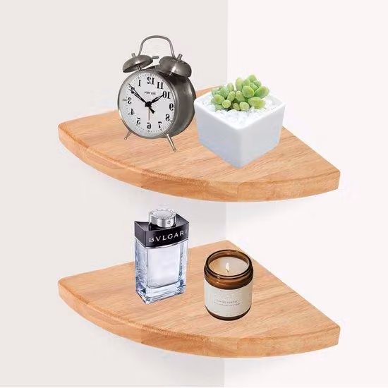 Pannelli angolari sospesi in legno massello da 18 cm - Set da 2 - viti incluse - per camera da letto e soggiorno - mensola da cucina - pannelli paravapore