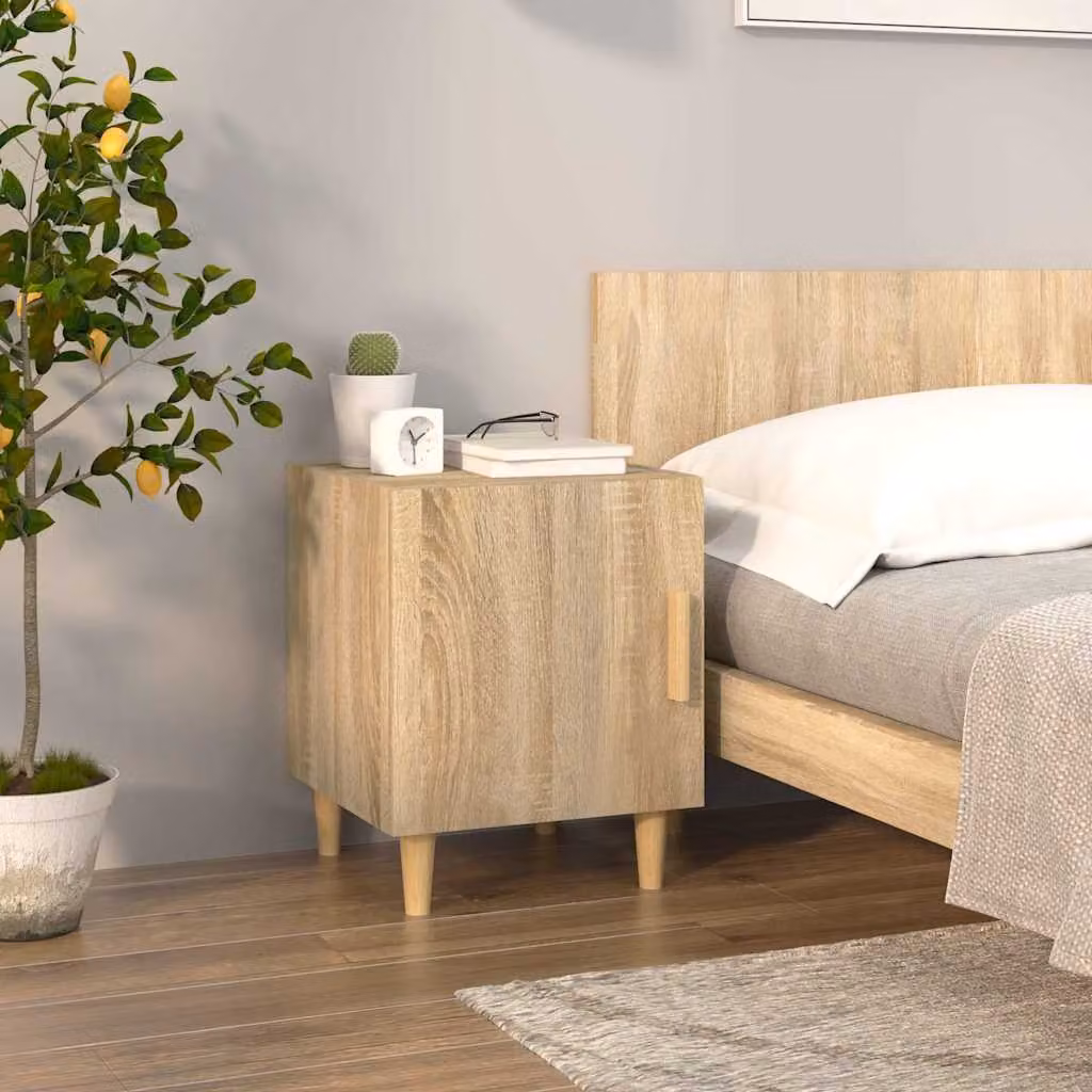 Comodino sospeso vidaXL in legno multistrato Rovere Sonoma, moderno, marrone e beige