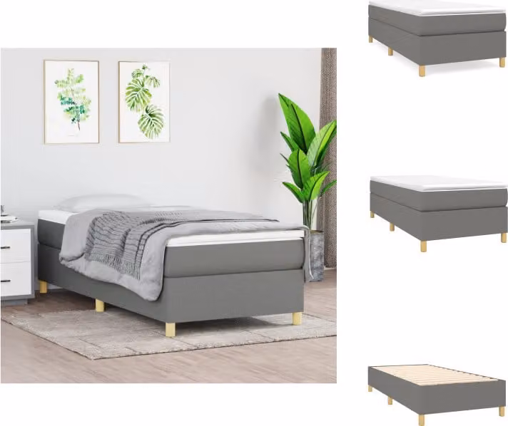 vidaXL Letto a molle insacchettate grigio scuro 80x200 cm tessuto - Letti e strutture letto