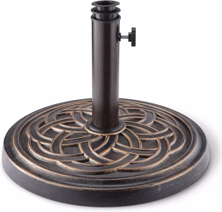 Supporto per ombrellone regolabile - Base per ombrellone con 3 supporti - Materiale: resina - Diametro: 44,9 cm - Peso: 9,98 kg - Colore: nero