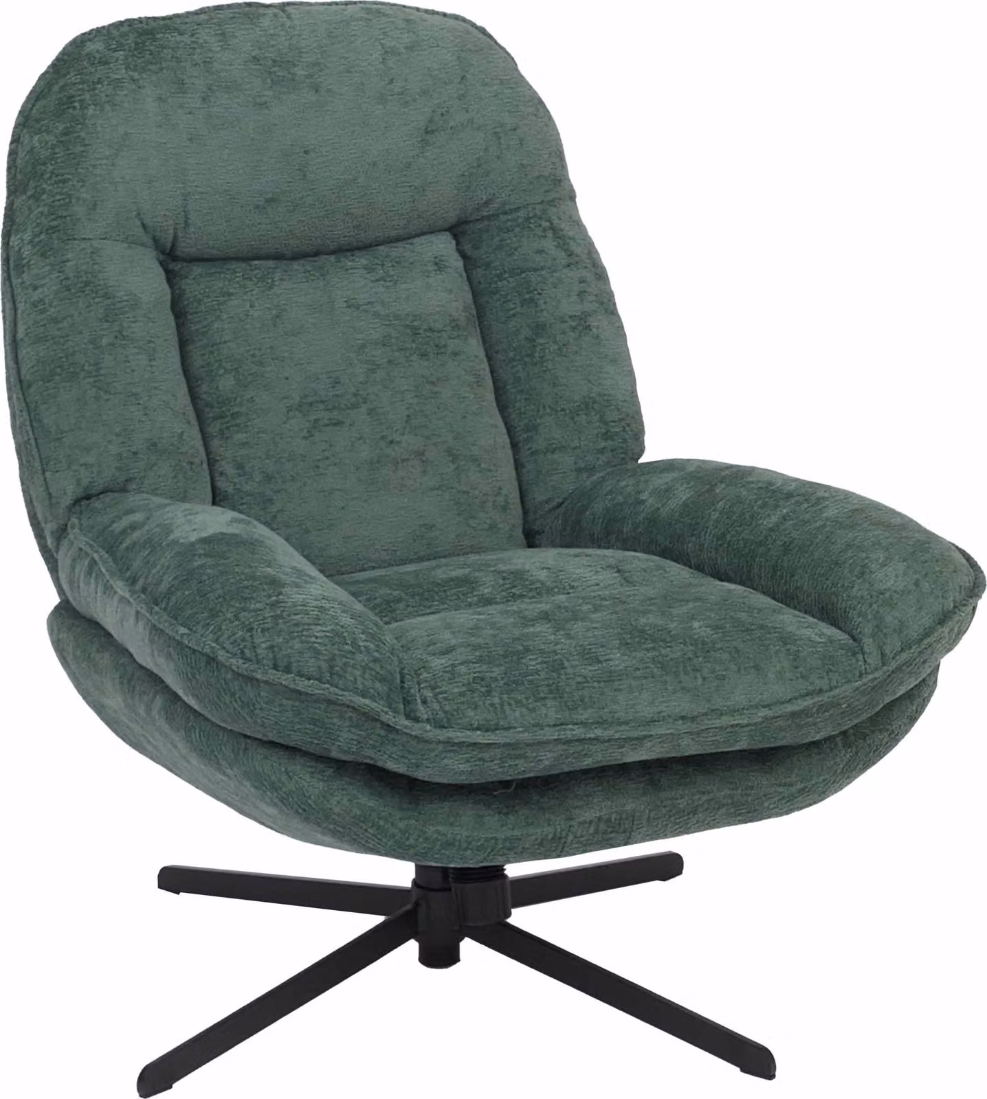 Recliner MCW-P32, poltrona TV, sospensione nosag, poltrona imbottita, girevole in metallo tessuto/ceniglia tessile (370 g/m²) ~ verde