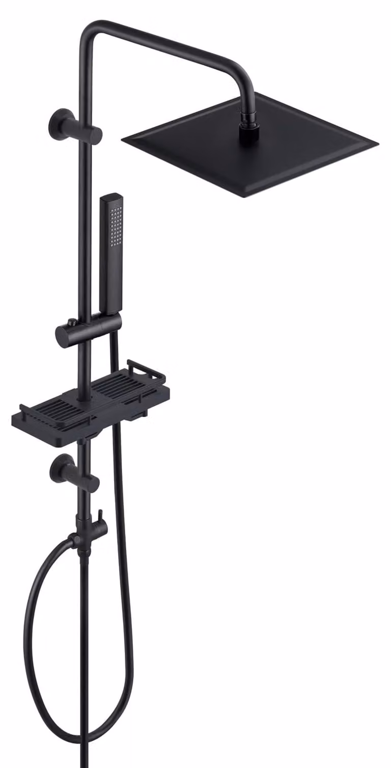 Sistema doccia a pioggia - Acciaio inossidabile - 20 x 20 cm - Nero - Senza miscelatore
