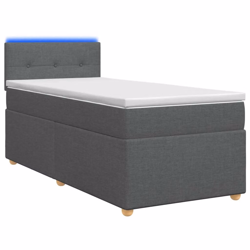 Letto box spring ibrido vidaXL con materasso a molle insacchettate e base contenitore, con illuminazione sottostante e porta USB, Grigio, L/P: 100 x 200 cm – 2