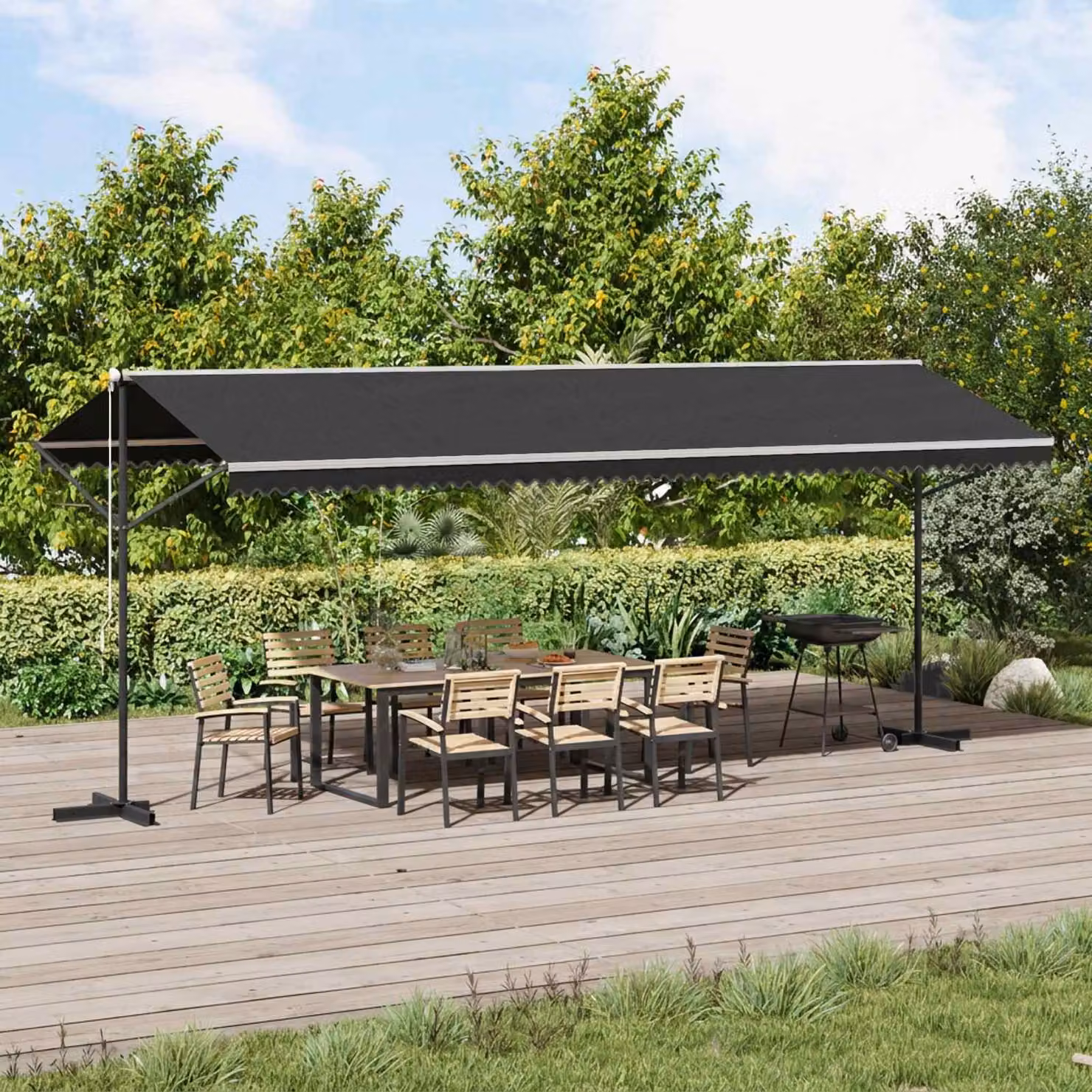 vidaXL Tenda Parasole con Piedistallo 600x300 cm Antracite