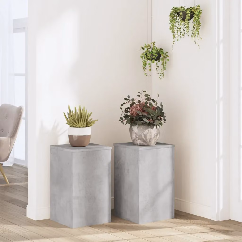 Set di 2 supporti per piante vidaXL in stile minimalista, colore grigio, L/P/H: 30 x 30 x 50 cm