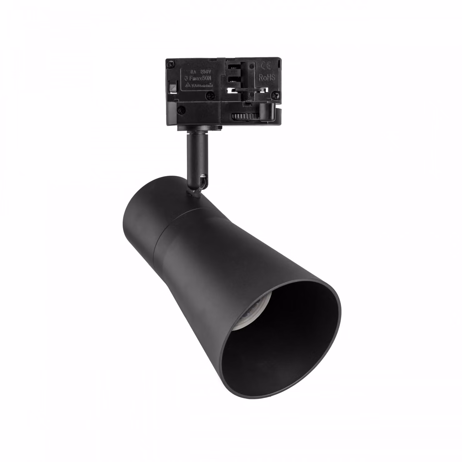 Faretto trifase GU10 230V IP20 80x140x180 nero MADARA SCANDI – per binario elettrificato
