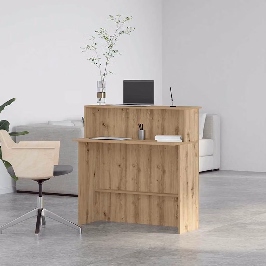 vidaXL Banco Reception Rovere in Truciolato e MDF, Colore Marrone, L 100 cm x P 50 cm x H 103,5 cm