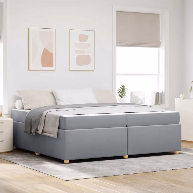 Struttura del letto moderna vidaXL in tessuto e legno MDF, Grigio, 200 x 200 cm