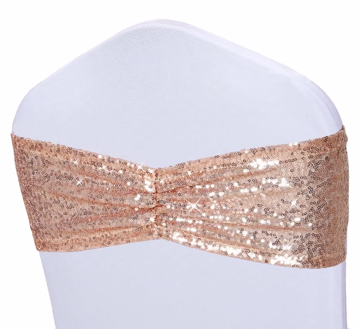 20 copri-sedie color oro rosa con paillettes - decorazioni per feste e matrimoni