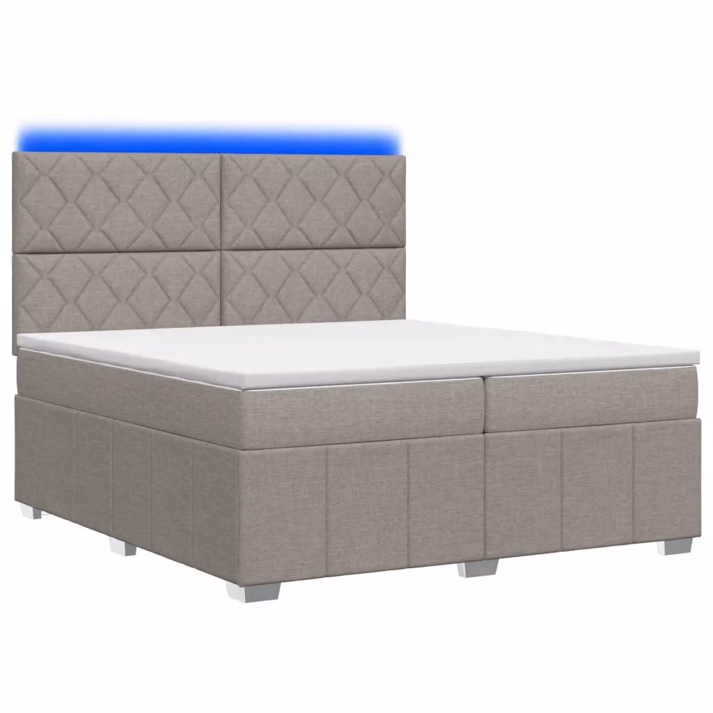 Letto Box Spring vidaXL con Materasso a Molle Pocket e Illuminazione LED, Colore Grigio, L/P: 200 x 200 cm – 2