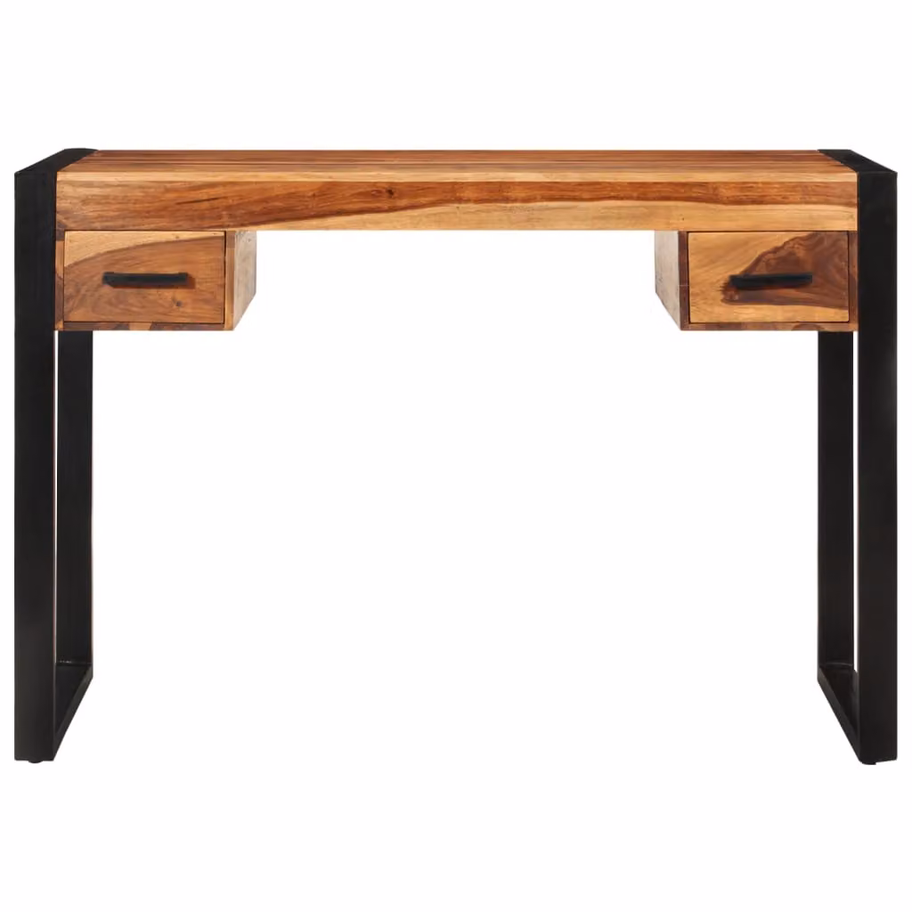 Scrivania con 2 Cassetti 110x50x77cm Legno Massello di Acacia
