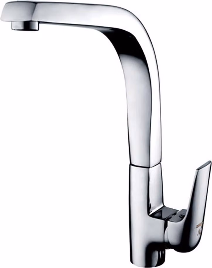 Miscelatore monocomando per cucina Aloni, cromato, in acciaio inossidabile, per acqua calda e fredda