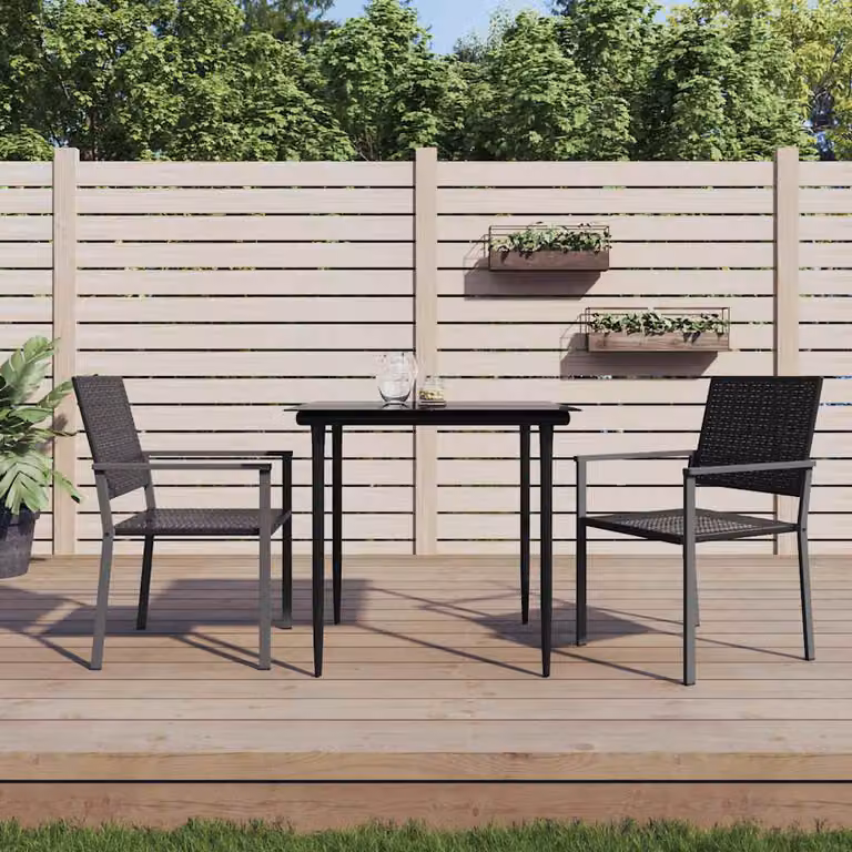 Set di 2 sedie da giardino vidaXL in polyrattan nere con braccioli L/P/H: 54 x 62,5 x 89 cm