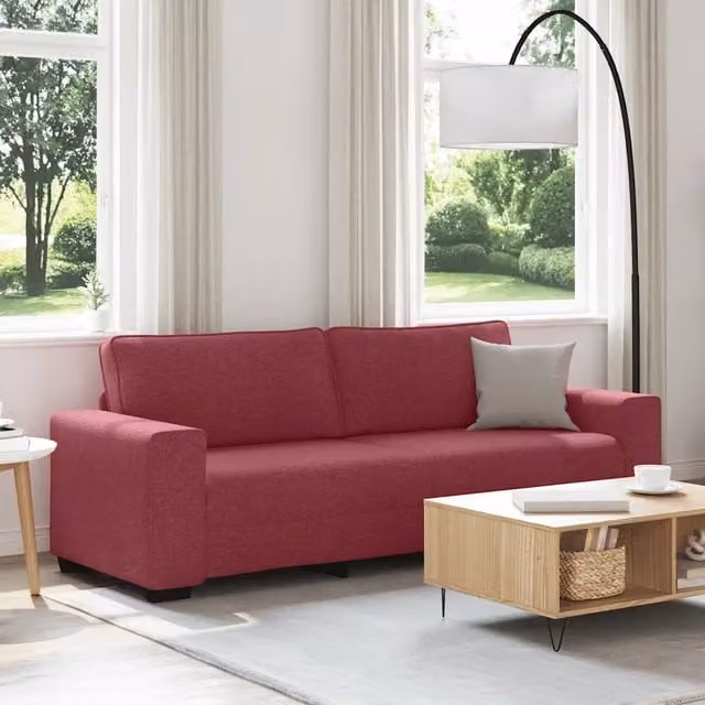 Divano a 3 Posti-Sofa 3 Posti Rosso Vino 180 cm in Tessuto 929063