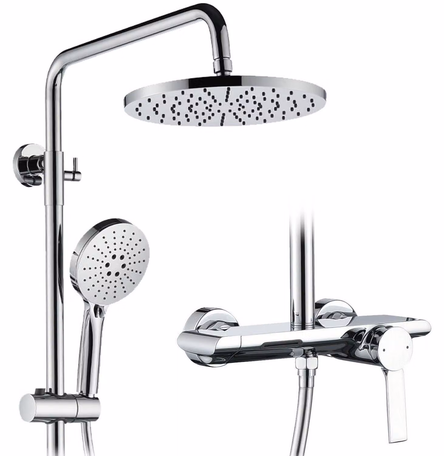 Sistema doccia da 260 mm, soffione a pioggia, 4 modalità, cromo, set completo