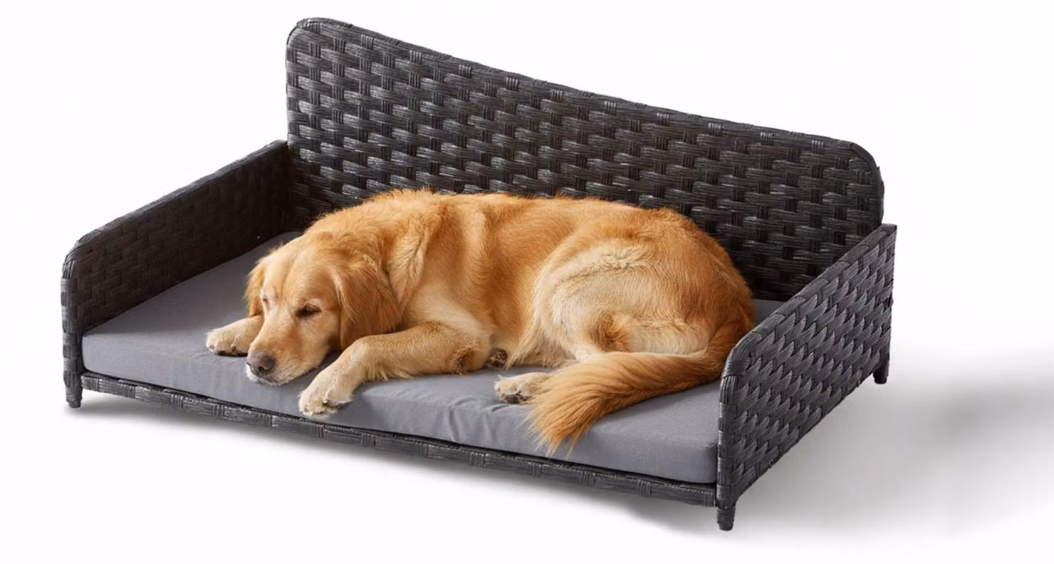 Letto per cani in rattan con cuscino - Uso interno/esterno