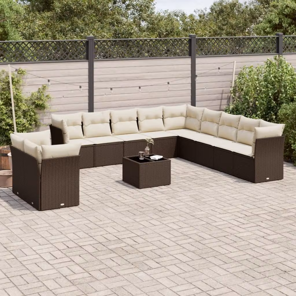 Maison Exclusive - Set da giardino 12 pezzi con cuscini Marrone Poly Rattan
