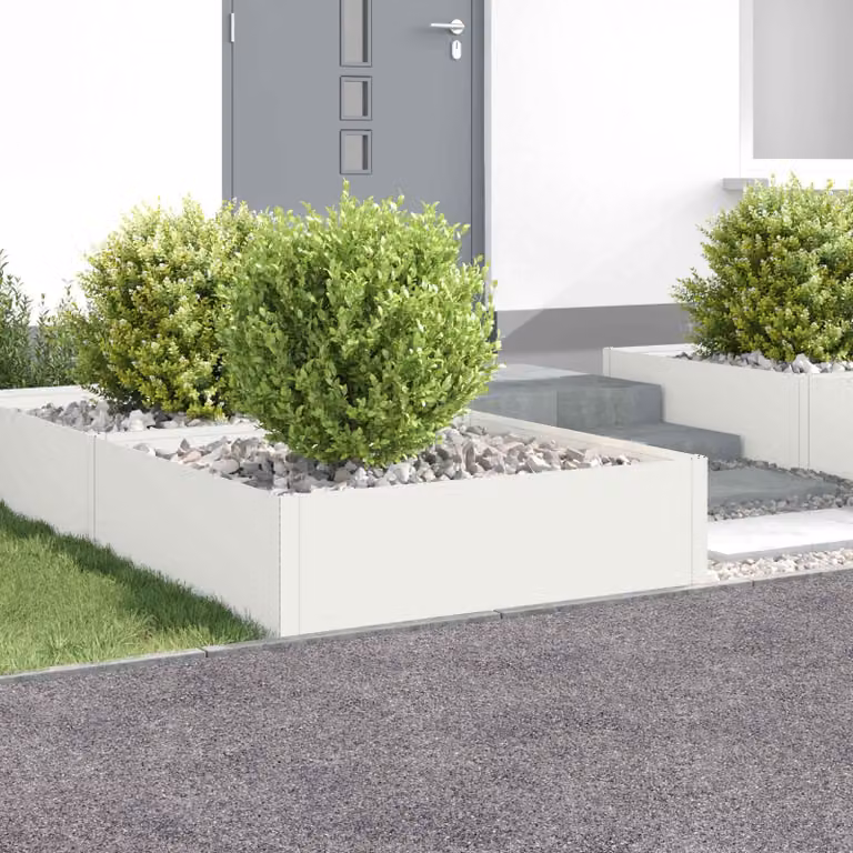 Set di 4 bordure per prato vidaXL in acciaio bianco L/P/H: 100 x 100 x 35 cm
