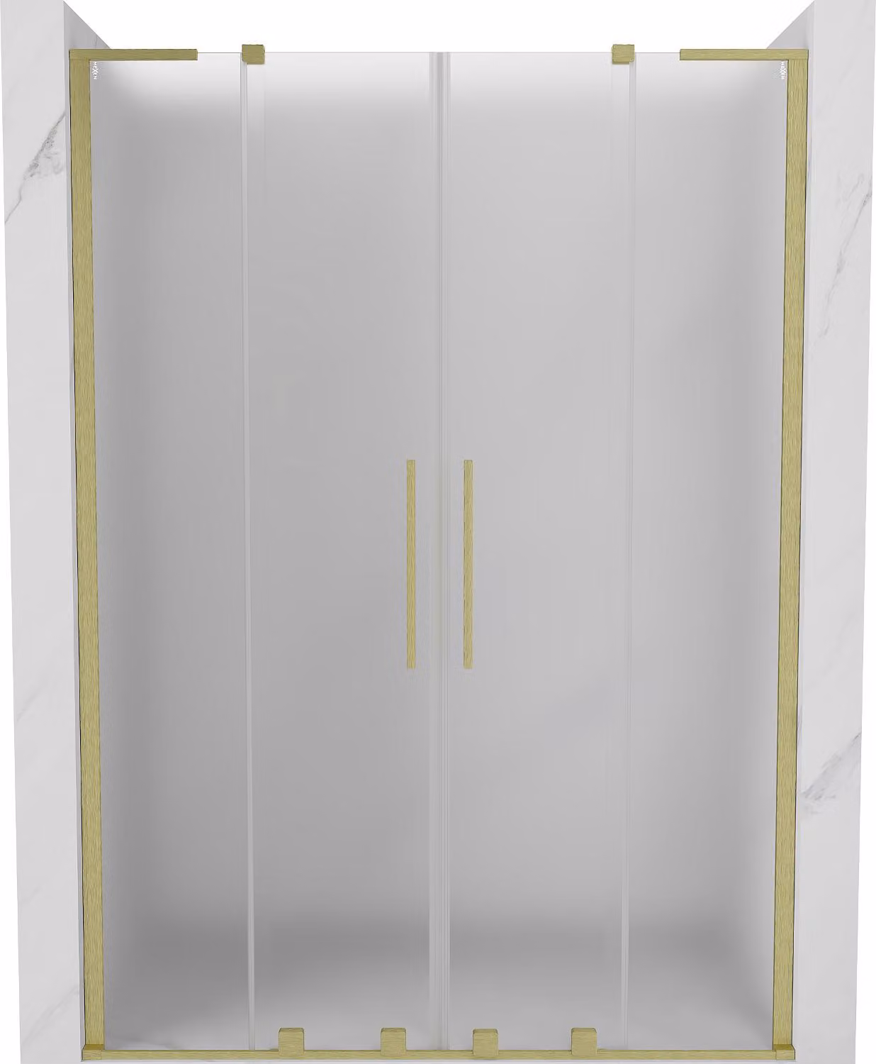 Mexen Velar L Duo porte doccia scorrevoli 160 cm, smerigliato, dorato spazzolato - 871-160-003-32-55