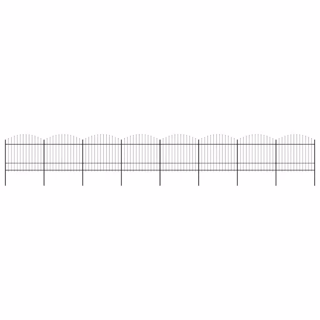 Recinzione da giardino vidaXL con punta a lancia in acciaio nera L: 1339 cm, H: 175 cm