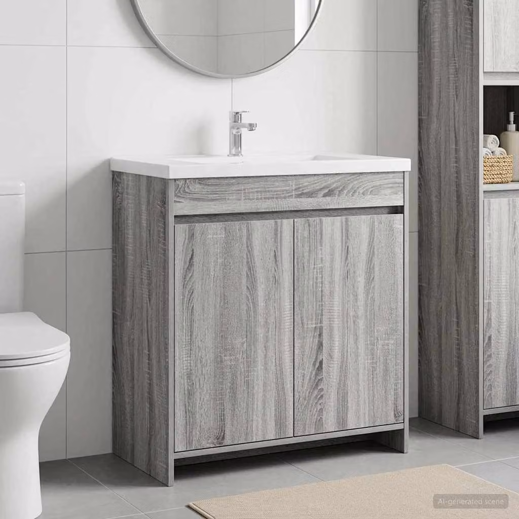 Mobiletto da bagno sotto lavabo vidaXL moderno in MDF grigio opaco