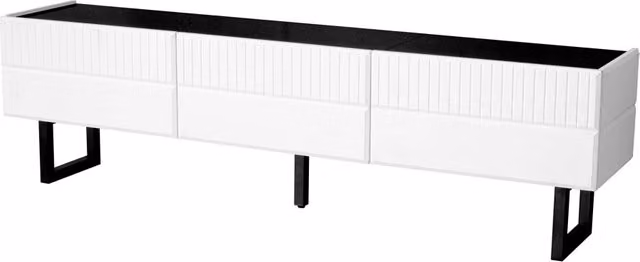 Mobile TV in MDF e PB nero e bianco con 3 cassetti, 170x35x47 cm