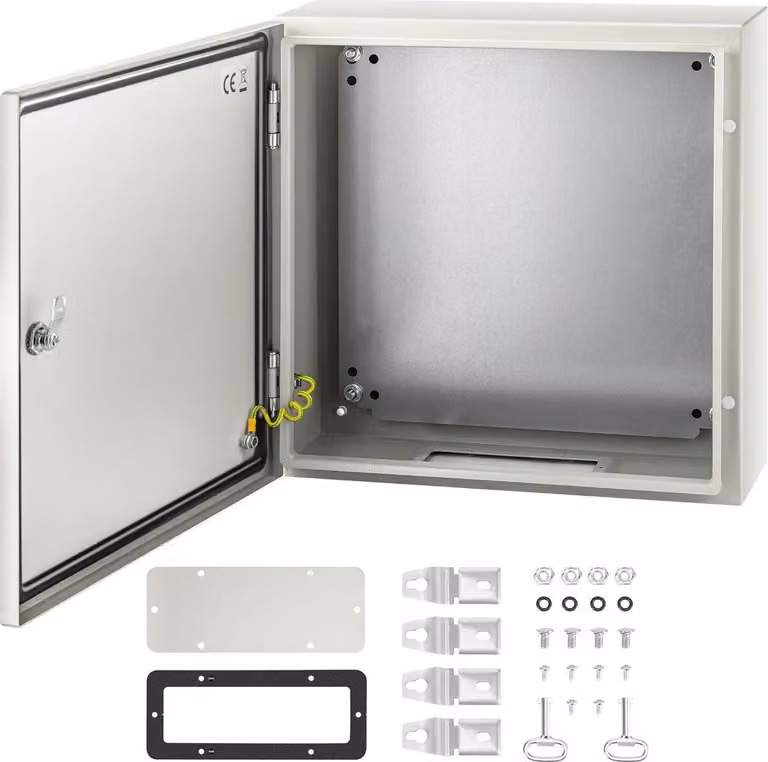 Armadio in acciaio NEMA, 20 x 20 x 6'' Scatola elettrica in acciaio NEMA 4X, IP66 impermeabile e resistente alla polvere, scatola di derivazione elettrica per esterni/interni, con piastra di montaggio
