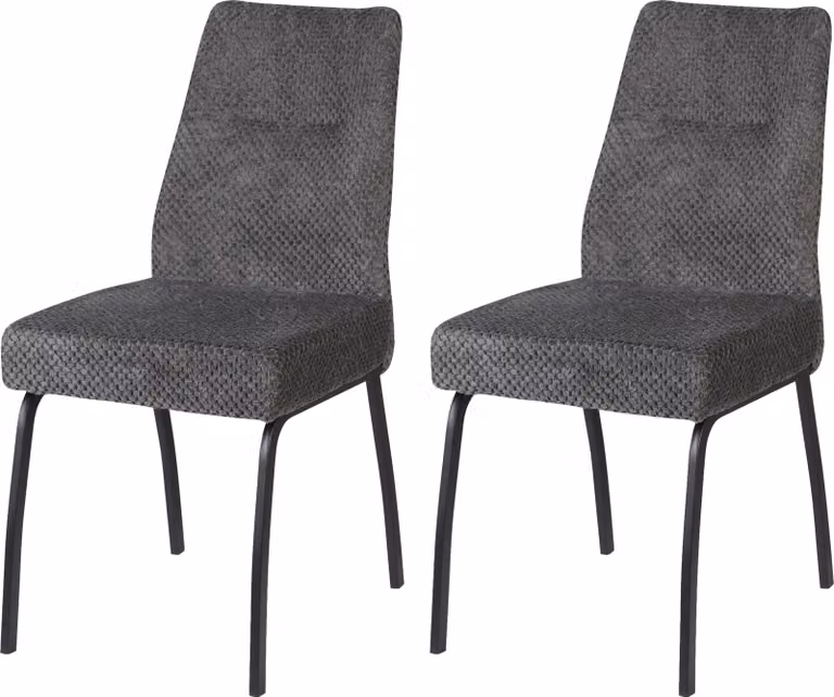 Casa Dolce Sedia da pranzo NADINA, set di 2, 43x61x88 cm, grigio, seduta a molle insacchettate, base in metallo incrociato