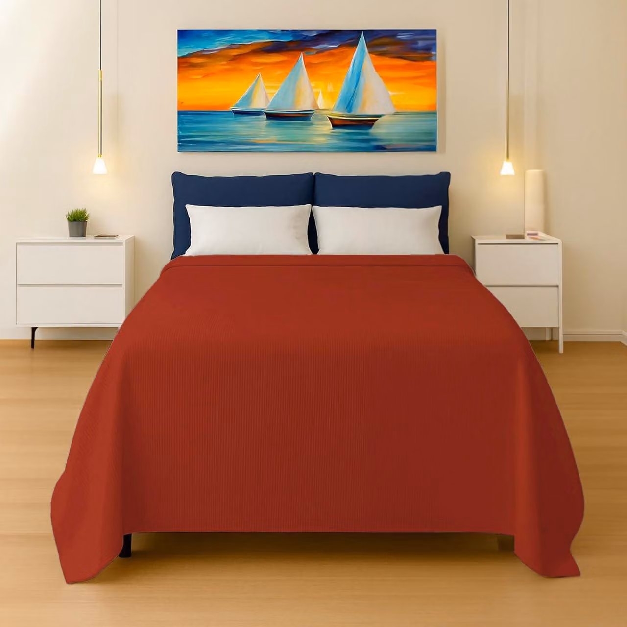 Elzusha - Copripiumino Jacquard multifunzionale - Miscela di cotone, colore rosso, 260x275 cm